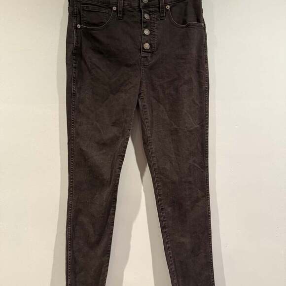 Madewell 10” High-Rise Skinny Jeans Button Fly Raw Hem Black Size 28 - Picture 1 of 3